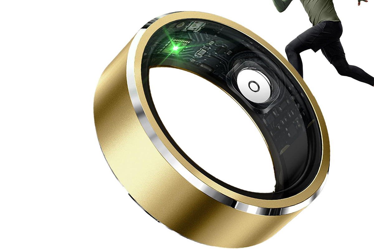 Gesture Control Smart Ring Health Tracker - Gold