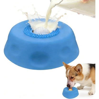Dog Licking Bowl Slow Feeder Bowls for Yogurt Liquid Treat Interactive Dog Toys-Blue