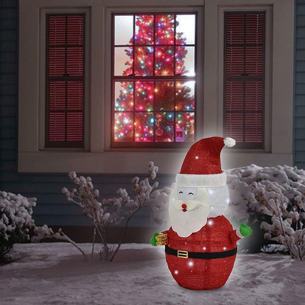 Telescopic Christmas Yard Signs with Stakes Lighted Xmas Signs Indoor Outdoor Decor Santa Style