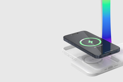 Headphone Stand with Wireless Charger Gaming Headset Stand with RGB Light for Airpod Pro iPhone Samsung -White