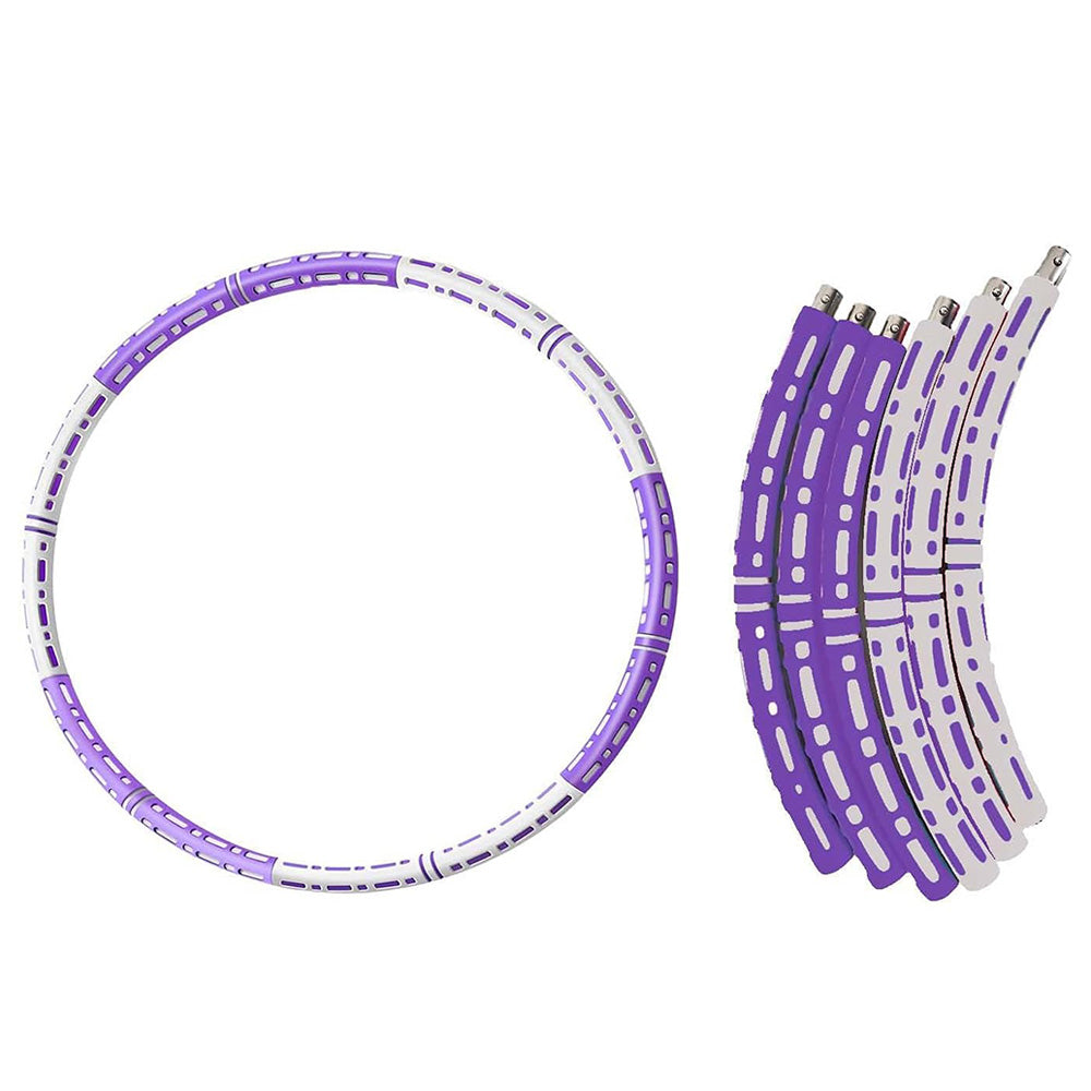 Detachable Weighted Hula Hoop 6 Sections Adjustable Fitness Hoop for Adults-Purple
