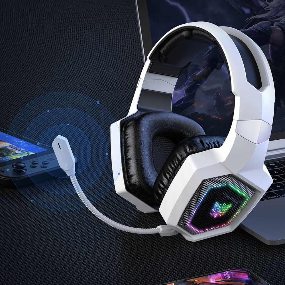 2.4GHz Wireless Gaming Headset with Flip Microphone for PC-White