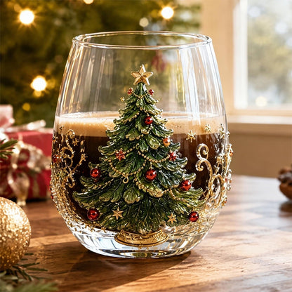 Christmas Embossed Whiskey Glass Christmas Whiskey Glass - Christmas Tree