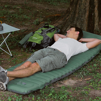 Inflatable Camping Sleeping Pad Lightweight Built-in Pump Air Mattress Camping Mat with Pillow Green
