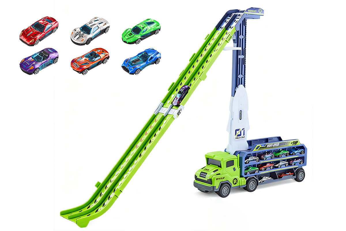 Carrier Truck Transport Car Toys Foldable 3 Layer Car Race Track Toys-Orange