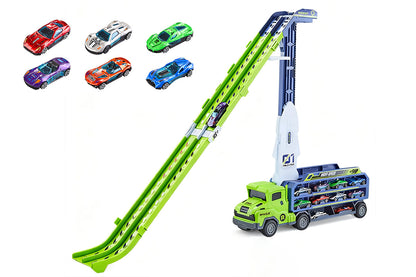 Carrier Truck Transport Car Toys Foldable 3 Layer Car Race Track Toys-Orange