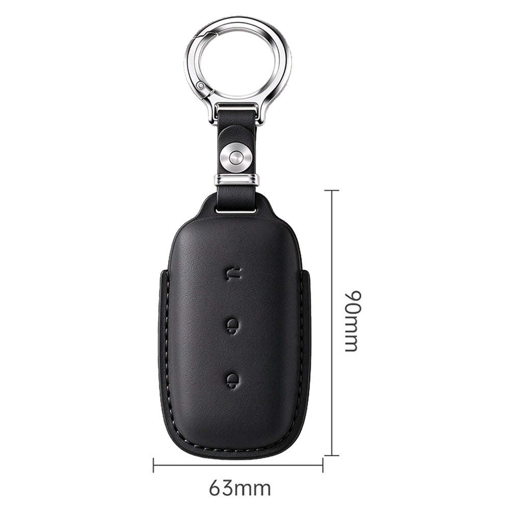 Leather Key Fob Cover Fit for Geely Galaxy E5 EX5 - Black