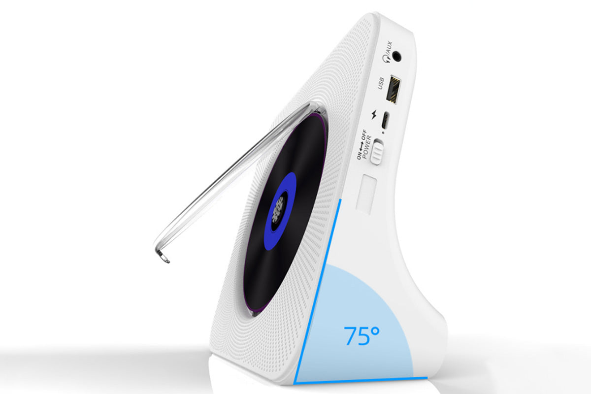 Bluetooth Home CD Player with LED Screen White
