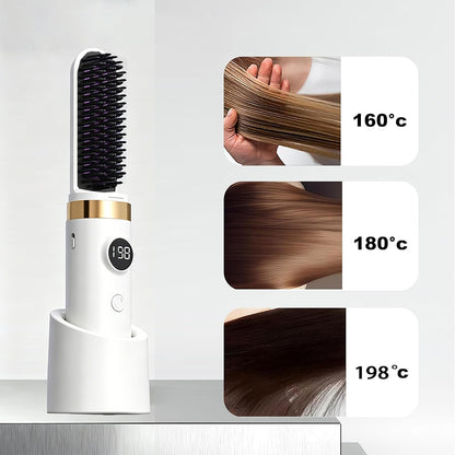 Hair Straightener Brush with Base-White