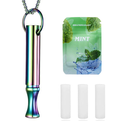 Mint Breathing Necklace with Fidget Ring for Stress Anxiety and Mindful Breathing-Colorful