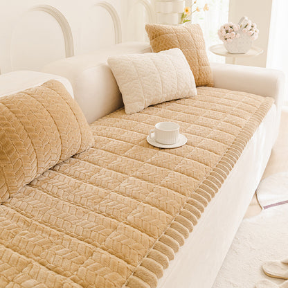 Pet Sofa Cover Non Slip Couch Protector Corduroy Thick Mat-Khaki