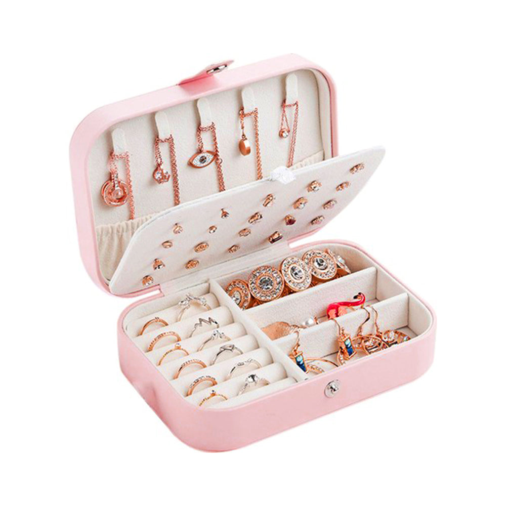 Portable Trave Jewelry Case Jewelry Storage Box for Earrings Rings Necklaces Bracelets Watches Pink
