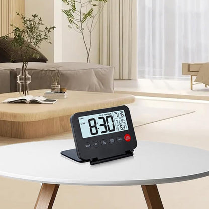 Smart Digital Alarm Clock with Temperature Display Snooze Function and LED Backlight Black