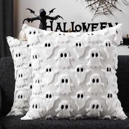 2 Pieces Halloween Ghost Pillow Covers Plush Cushion Covers