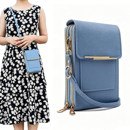 Touchscreen Crossbody Phone Bag Small Purse with Card Slots for Travel-Blue