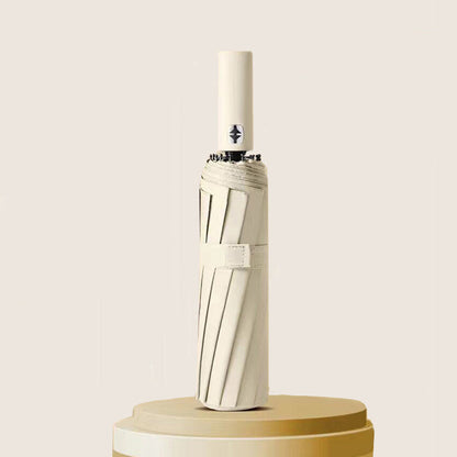 Automatic Folding Umbrella UV Protection Sun Umbrella with Safe Reflective Stripe Beige