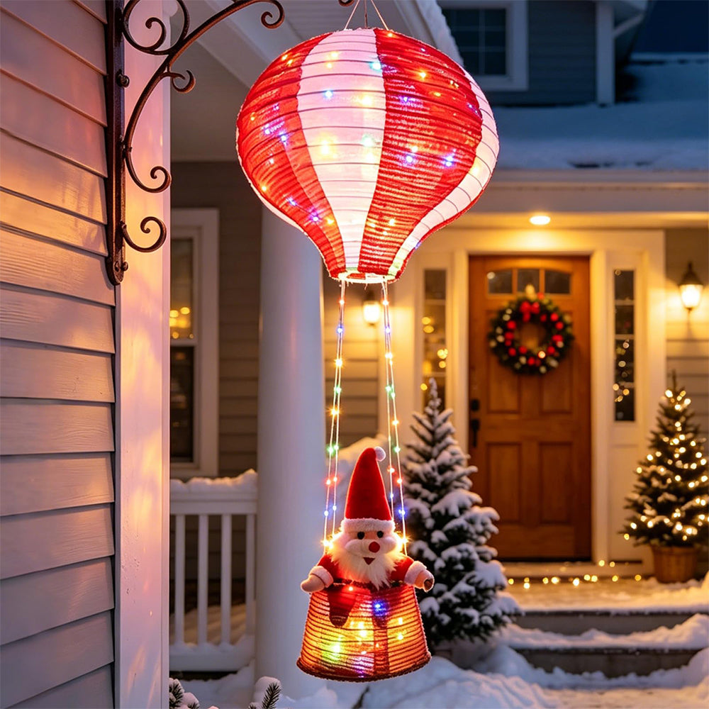 Christmas Santa Claus Hot Air Balloon with Light String - Colorful Light