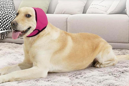 Dog Ear Muffs Noise Protection Calming Hoodie Dog Ear Covers for Noise Anxiety Relief -Pink
