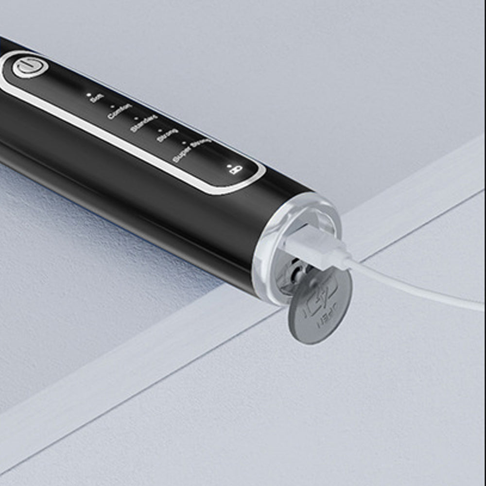 Ultrasonic Electric Tooth Cleaner Dental Calculus Remover Teeth Cleaning Kit LED Light-Black