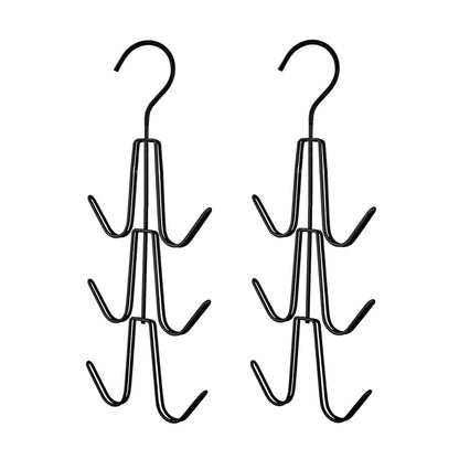 Set of 2Pcs Metal Purse Hanger Organizer for Closet Space Saving Hook Black