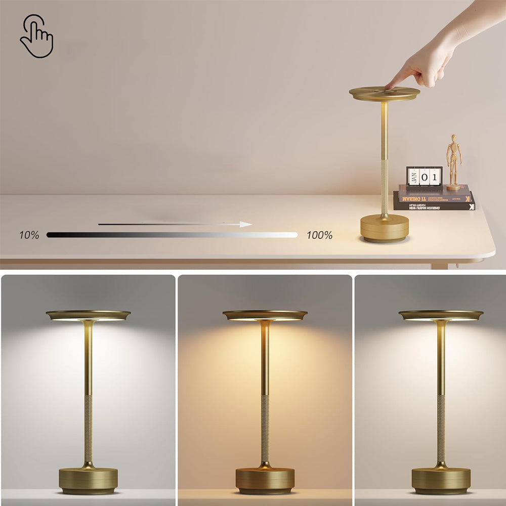 Retro Rechargeable Table Lamp with 3 Color Temperatures - Gold