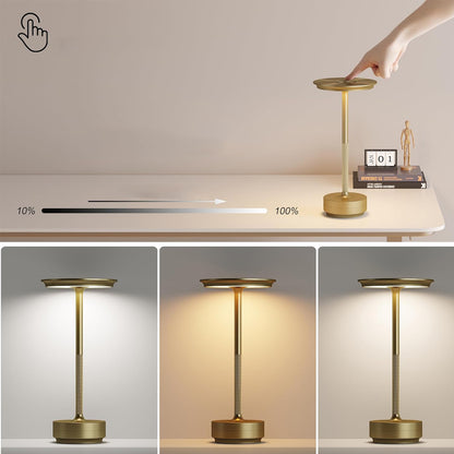 Retro Rechargeable Table Lamp with 3 Color Temperatures - Gold