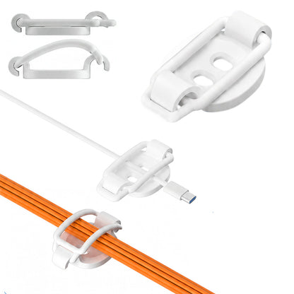 10Pcs Cable Management Clips with Zip Ties Self-Adhesive Screw Mount Wire Organiser White