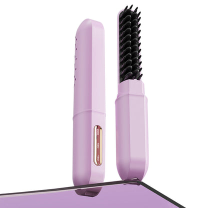 Cordless Rechargeable Hair Straightener Brush Mini Fast Heating Comb For Travel