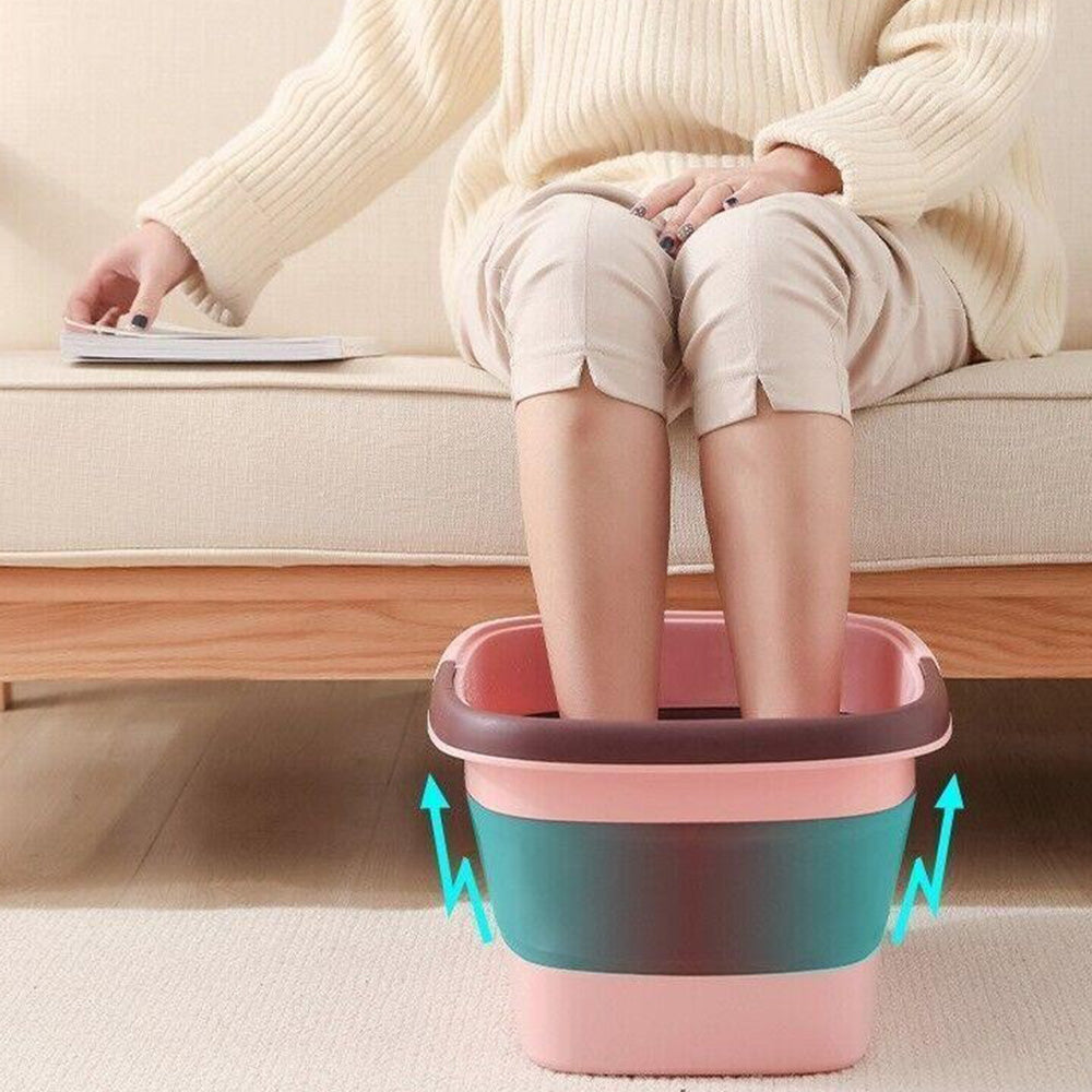 Collapsible Foot Bath Basin for Soaking Feet Foot Tub with Massage Acupoint-Pink