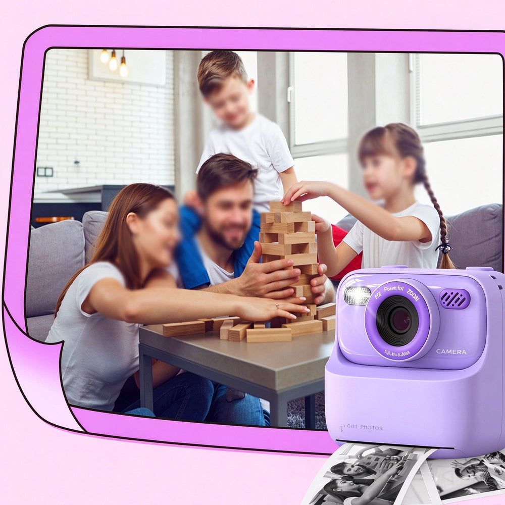 Instant Print Camera for Little Ones Dual Lens Digital Camera with 32G Card - Purple