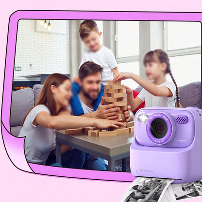 Instant Print Camera for Little Ones Dual Lens Digital Camera with 32G Card - Purple