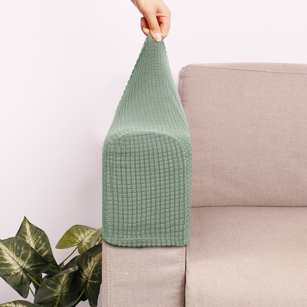 2PCS Universal Chair Arm Protector Covers Armchair Slipcovers Furniture Protector-Light Green
