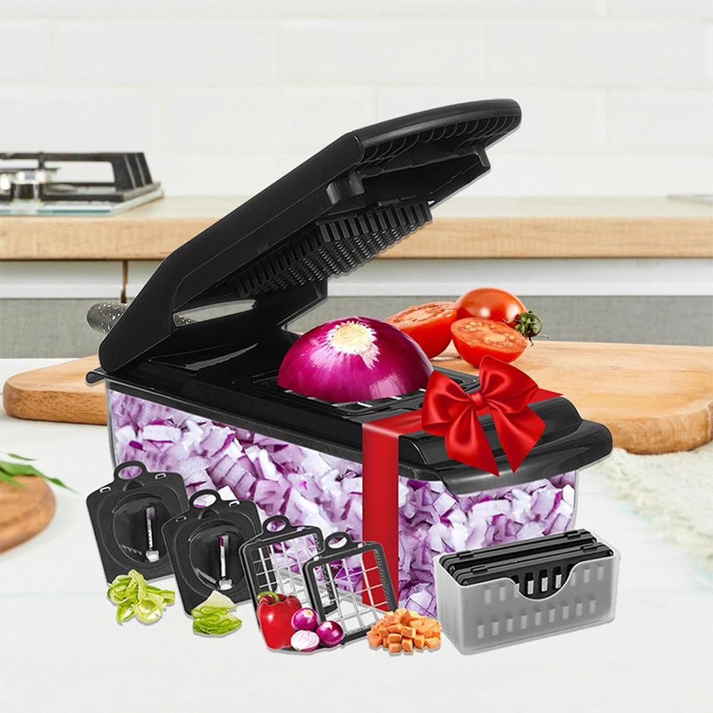 Vegetable Chopper with Container Mandoline Slicer for Kitchen Salad Prep-Black