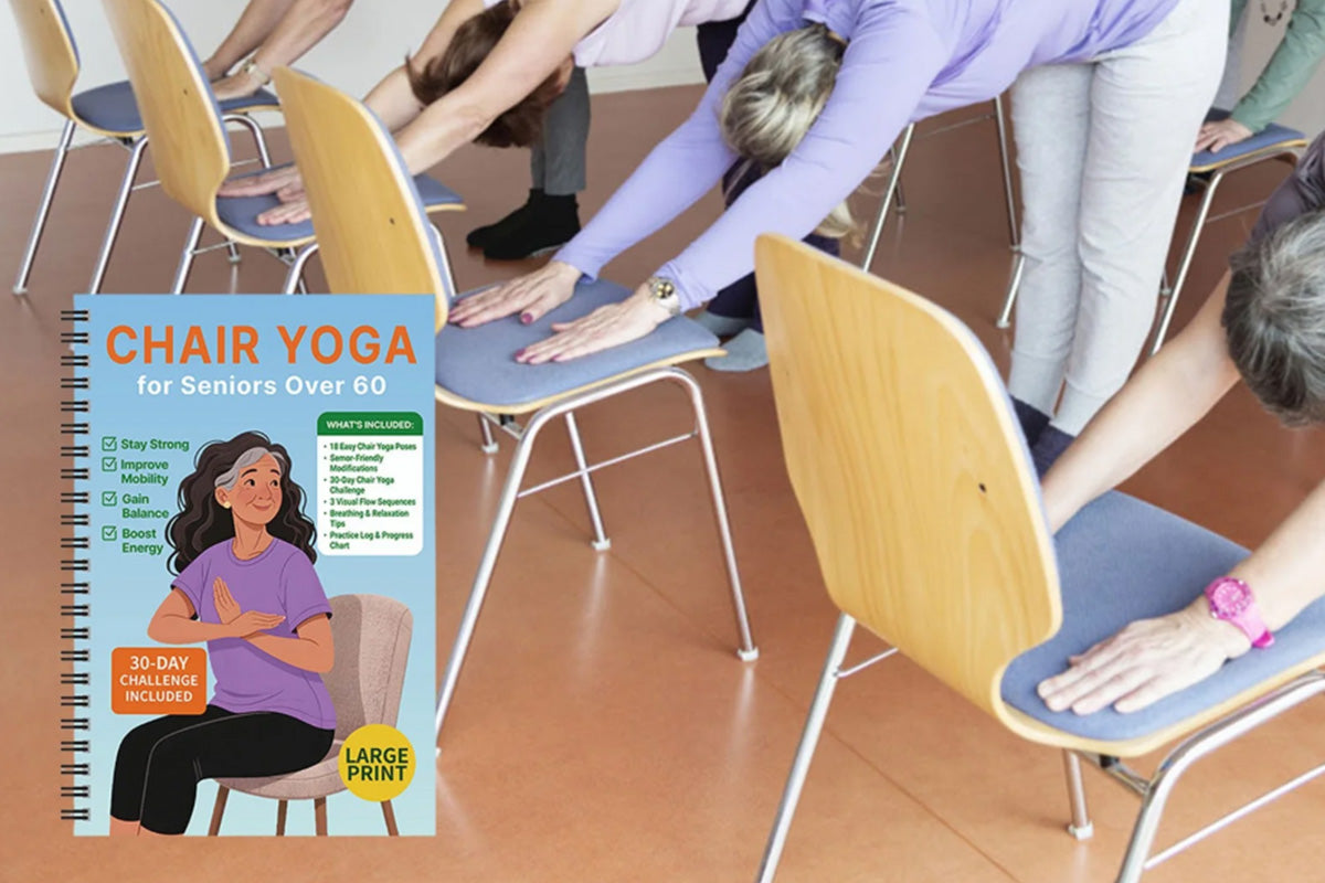 Chair Yoga Notebook for Seniors Wellness Exercises - Blue