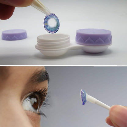Contact Lens Case and Washer Set Travel Size Contact Lenses Cleaning Storage Tool Kit Purple