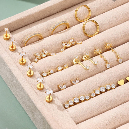 12 Pairs Women Earrings Studs and Hoops Set Fashion Cartilage Stackable Jewelry-Gold
