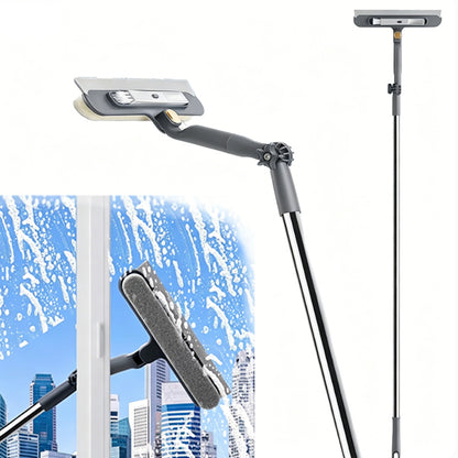 Telescopic Window Cleaner Tool with Squeegee and Scrubber-White