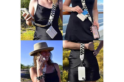 Phone Strap With Zippered Wallet Pouch Adjustable Phone Strap Crossbody Phone String-Apricot