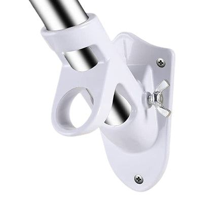 Dual Hole Adjustable Aluminum Flag Pole Wall Mount Holder - White
