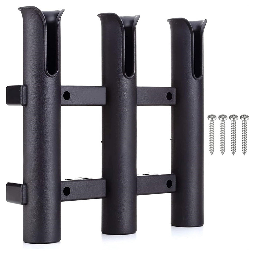 3 Tube Fishing Rod Holder Bracket Mounted Fishing Rack For Boats Garage Cooler-Black