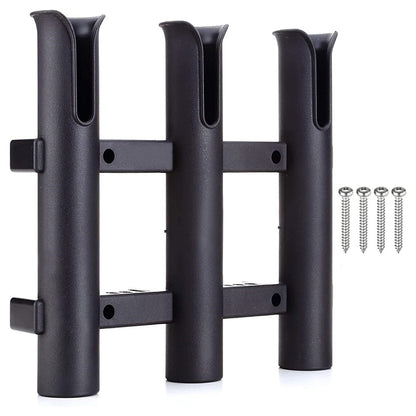 3 Tube Fishing Rod Holder Bracket Mounted Fishing Rack For Boats Garage Cooler-Black
