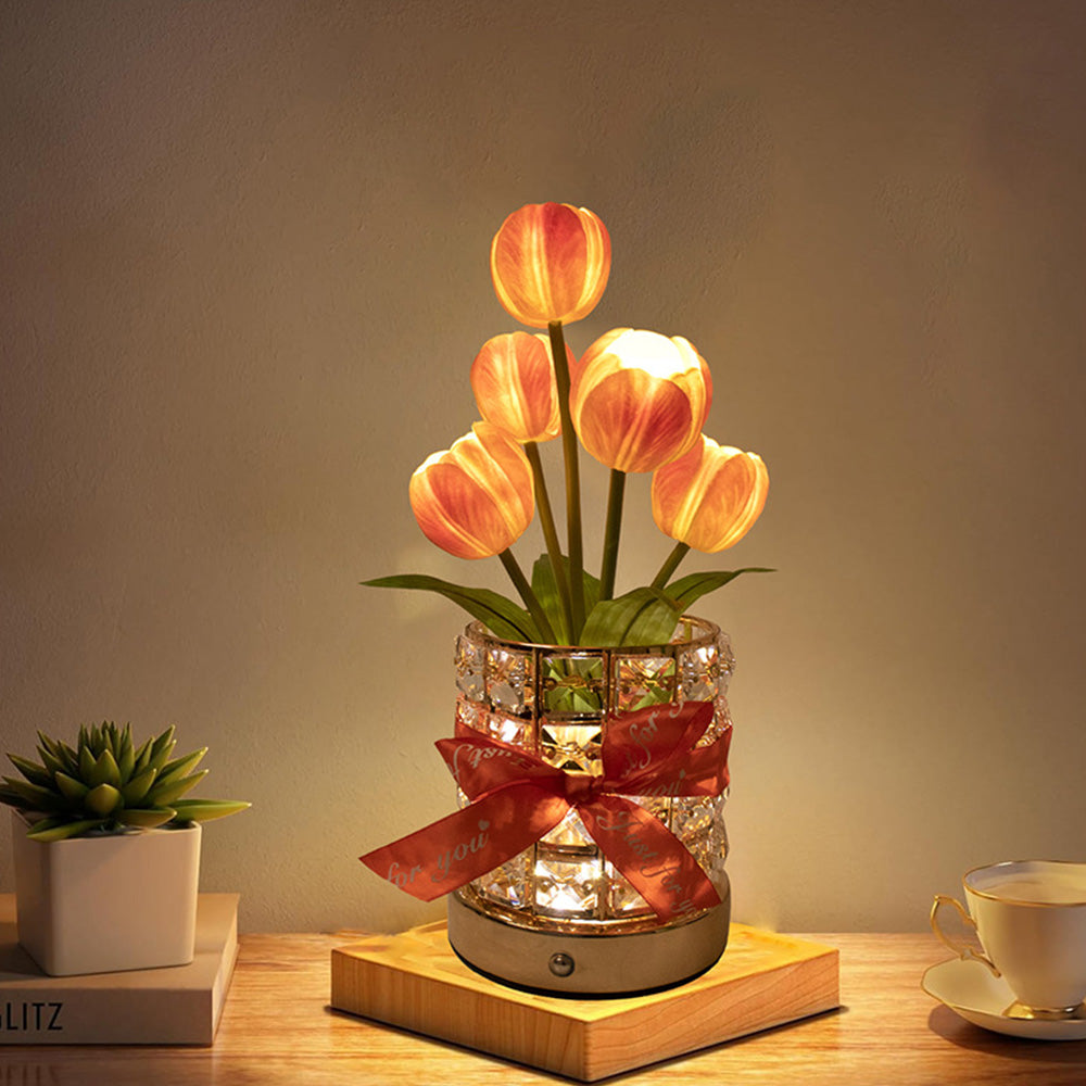 Tulip Flower Lamp Valentine¡¯s Day Gifts 3 Color Dimming Night Light -Orange