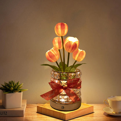 Tulip Flower Lamp Valentine¡¯s Day Gifts 3 Color Dimming Night Light -Orange