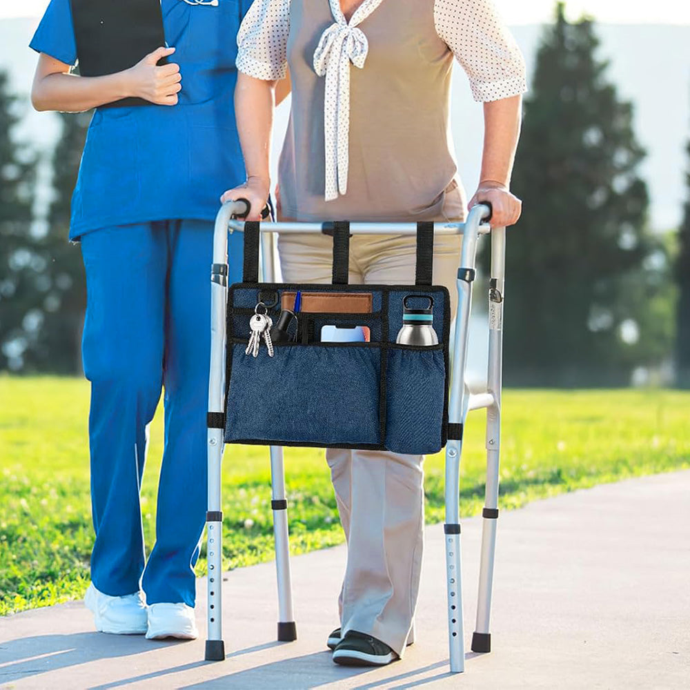 Premium Walker Storage Bag with Multiple Pockets-Blue
