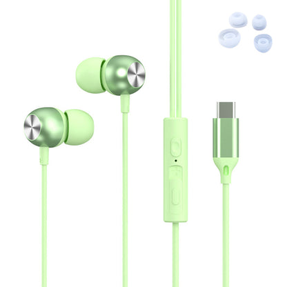 USB-C 3.5MM Wired Headphones In-Ear Earbuds with Microphone Green