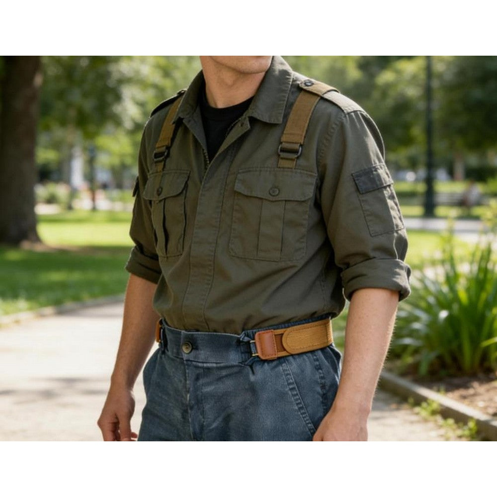2Pcs Elastic Belt Adjustable No Buckle Belt for Daily Use-Brown