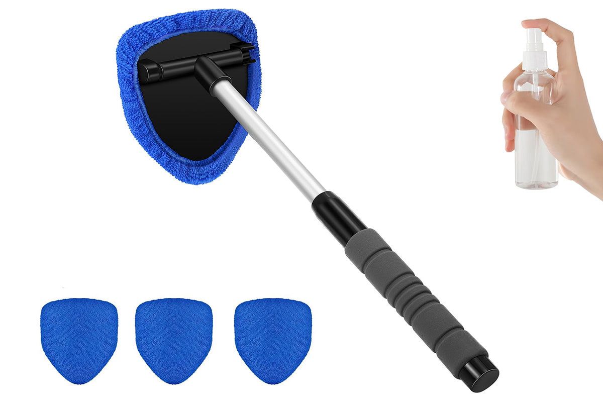 Car Window Cleaner with 4 Washable Microfiber Pads - Blue