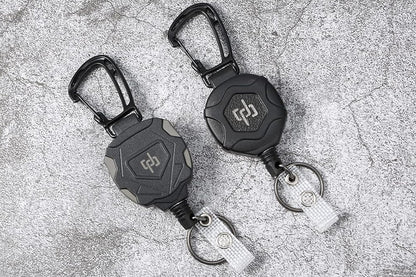 Heavy Duty Retractable ID Badge Holder Keychain Black and Grey