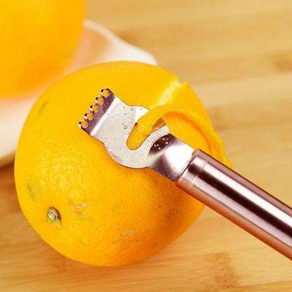 Stainless Steel Citrus Zester Grater Peeler with Channel Knife for Kitchen Rose Gold
