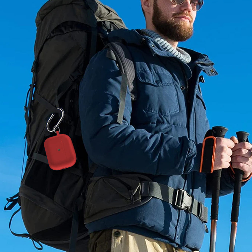 For Apple AirPods 3rd Generation Silicone Protective Case Cover with Cleaner Kit and Keychain Red